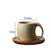 Mugs Pottery Coffee Mug Ceramic Water Cup Afternoon Tea Cups Office With Wooden Saucer Milk Drinkware