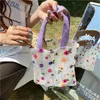 Storage Bags Embroidered Mesh Flower Light Clear Tote Floral Simple Shoulder Beach Eco Fruit Bag Purse For Girl