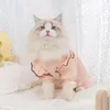 Dog Apparel Pet Bodysuit Round Neck Fine Workmanship Decorative Floral Embroidery Cat Summer Romper Clothes Jumpsuit Daily Wear