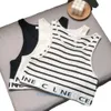 Womens Tank Tops Designer T Shirts Summer Women Tees Crop Top Embroidery Sexy Off Shoulder Black Casual Sleeveless Backless Solid Stripe Color Vest Wholesale Trendy