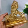 Декоративные фигурки золотые китайские львы Статуи Скульптуры животные драконы украшения смола