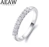 Aeaw 14k de ouro branco 025ctw 2mm df Corte redondo EngagementWedding Topaz Moissanite Lab Cultived Diamond Band Ring para Women1120329