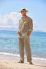 Sky blue white and black sports suit mens beach casual linen loose long sleeved shirt mens work clothes two-piece set mens set 240508