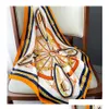 Scarves Designer Letters Print Flower Imitate Silk Scarf Headband For Women Fashion Long Handle Bag Paris Shoder Tote Lage Ribbon Head Otiwf