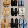 Designer Sandaler virkning glider kvinnor Sandal Guld Buckle Slipper Flat Mule Platform Slippers Lady Casual Shoes Classic Läder Slide Summer Beach Flip Flops