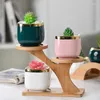 Magazyn kuchenny 1pc bambus taca 3-warstwowe rośliny Kwiatpot Stand Home Decoration Decoring Sukulenty Bonsai Organizer