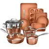 Ensembles d'ustensiaux de cuisine martelés 15 pc Pots en céramique et casseroles