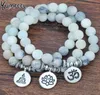 Yumfeel Natural Matte Frosted Ite om Lotus Flower Buddher Charm Bracelet Bangles Stone Jewelry9451801