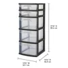 Cuisine Storage Plastique 5 Drawer Tower Black avec tiroirs transparents Adultes