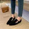 Sapatos casuais leshion of chanmeb mulheres camurça infantil t-schera bivele fivela retro borla quadrada dedo dedo dedo nude marrom marrom borbole