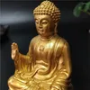 Decorative Figurines Golden Chinese Feng Shui Buddha Statue Handmade Resin Crafts Meditation Sculpture Home Decoration Statues