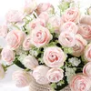 Декоративные цветы искусственные розовые цветочные бутоны свадебная вечеринка церемония шелковая ткань фальшивый букет дом цветочный декор светло -розовый