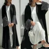 Ethnic Clothing 2024 New Muslim Ramadan Eid Black Open Kimono Abaya Elastic Drilling Net Shalwar Kamz Casual Loose Moroccan Gulf Women Robe T240510