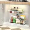 Cuisine Storage étouffée étagères à épice ménage Évier d'armoire à 2 niveaux de grande capacité Organisation de la salle de bain