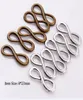 300pcs Antique Silver Gold Bronze Feather Infinity Symbol Connecteurs Pendants Charmes pour le collier Bijoux de fabrication 23x8mm9749073