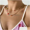 Chokers 2022 Sweet Wind Color Floyet Rice Bead ketting voor vrouwen Hip Hop Simple Metal Chain Collarbone Drop Delivery Sieraden Neckla DHCBW