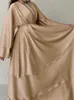 エスニック服ラマダンサテン着物abayaドバイトルコイスラムイスラムムスリムムスストドレス祈りの祈りの服女性のためのkaローブフェムムスルマネT240510