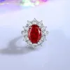 Cluster Anneaux Jewepisode Vintage 925 Serling Silver 8CT CUT CUT Aquamarine Ruby Fine Bijoux pour femmes Men Men Giftary Gift