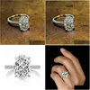 Anillos Vintage Corte ovalado 4CT Lab Diamond Promise Banda de compromiso de anillo para mujeres Drop de joyería OT3P7