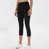 Yoga Same Capris Womens Side Pocket Splicing Sports Tights Peach Hip Gym Pants