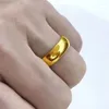 Ringos de cluster 24k Pure Pure plated 18k Yellow Gold Yellow 999 Play Smooth Face Personalidade Procurando Casal Ring para Homens e Mulheres Coupl