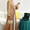 Etnische kleding Xuerry Groothandel Ramadan Eid Fashion Silky Satin Muslim Abayas Robe Abaya Elegante Kimo -vrouwen dragen LSlamic Muslim Robes T240510