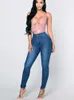 Femmes jeans skinny extensible Lady haute taille crayon vintage pantalon long étroit enveloppe droite enveloppe les hanches décontractées pantalon quotidien 240423