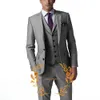 Gray Men Suit Slim Fit Formal Business Office swobodne garnitury do męskiego ślubnego smokaru jajecznika 3 sztuki kurtka