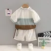 Ensembles de vêtements 2024 Bébé Vêtements d'été pour enfants garçon décontracté Patchwork Lettre Zipper T-shirts à manches courtes et shorts Boys Boutique tenue