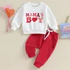 Kledingsets Peuter Baby Boy Valentijnsdag Outfit Mamas Print Pullover Shirts Red Pants Spring Leuke outfits