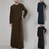 Ethnische Kleidung Männlich langes Hemd Muslim Personalisierte Feste Farbe Araber Thibe bequeme Baumwoll -Roben Ärmel