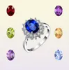 Уважительные кольца ювелирные изделия принцесса созданы Blue Sapphire 925 серебряного серебряного кольца Ruby Natural Amethyst Citrine Topaz 2210246265191