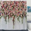 Zasłony prysznicowe 1PCS Wodoodporne zasłony kwiatowe kwiaty różyne w łazience dekoracyjne z plastikowymi haczykami