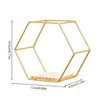 Decorative Plates Wall Mounted Hexagon Shelves Metal Framed Gold Storage Holder Rack With Wooden Floor Living Room Home Party Decor