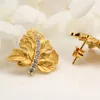 Stud Earrings CMAJOR 925 Sterling Silver Vintage Cubic Zirconia Gold Tone Leaf Studs Handmade For Women