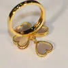 Famous designer rings for lover Four Leaf Grass Red Jade Heart Ring Female 18k Rose Gold White rings with common vanley