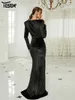 Повседневные платья yesexy 2024 черные бархатные вечерние платья с длинными рукавами