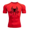Camisa de compressão de impressão de aranha masculina academia rápida de camiseta seca executando a manga curta respirável Spring Summer M3xl 240506