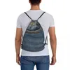 Poche avant sac à dos I Love Bluejeans Denim Backpacks Fashion Portable Sacs à cordon Sacs Sports Bags de sport pour les étudiants de voyage