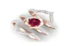 3pcsset exquisit 18k Roségold Rubin Blumenring Jubiläum Vorschlag Schmuck Frauen Verlobungs Hochzeitsband Ring Set Geburtstag Par7706169