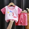 Summer Childrens krótkie szorty Ustaw czystą bawełnianą koszulkę dla chłopców i dziewcząt cienkie ubranie dla dzieci Nowe 2024 Baby Treasure Tracksuit CSD2405112