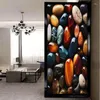 Fönsterklistermärken färgade stenar sekretessfilm dekorativt glas som täcker ingen lim statisk klamring frostad