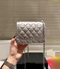 Womens Designer Bag Classic Mini Flap Square Quilted Lambskin Shoulder Bags Silver Crush Pearl Bead Ball Purse SHW Metal Hardware Crossbody Shoulder Handbags 17cm