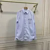 Duyou Broidered Dog Blue Striped Cotton Poplin Mens Designer Shirts Long Mens Men de travail