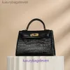 10a originale 1: 1 hremms Kelyys designer Handbag Messenger Siamese Crocodile Belly Womens Borsa Womane Leather Fashion Trend 19cm secondo con logo reale