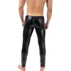 Męskie spodnie seksowne męskie nogi skórzane nogi mokro szczupłe spodnie kieszonkowe spodnie czarne błyszczące spodnie ołówkowe impreza klub nocny