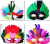 DIY Party Tüy Maske Moda Seksi Kadınlar Lady Cadılar Bayramı Mardi Gras Karnaval Renkli Tavuk Tüy Venedik Maskeleri Hediye Damlası Shipp2498319