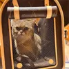 Hoogwaardige Pet Carrier Bags Designer Pet Carrier Echte lederen huisdier Uitgaande tas Teddy Aviation Bag Web Venster Gemakkelijk voor ademen 2 maten TOTE -tassen