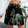 Skirts Green Octopus! Mini Skirt Women Clothing Korean Style Clothes 2024 Satin In