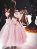Partykleider Luxus Perlen rosa Kugelkleid Prom Quinceanera Kristall Perlen Schatz geschwollene Länge Festzug Abendkleider